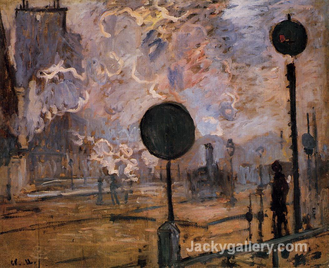 Exterior of Saint-Lazare Station, The Signal by Claude Monet paintings reproduction